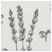 Elegantes Schwarz-weißes Kräutergartenmuster Stoff (Nahaufnahme)