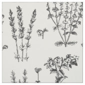Elegantes Schwarz-weißes Kräutergartenmuster Stoff (Muster)