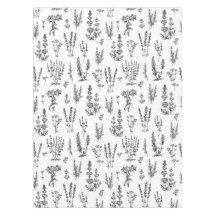 Elegantes Schwarz-weißes Kräutergartenmuster