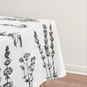 Elegantes Schwarz-weißes Kräutergartenmuster Tischdecke (Beispiel)