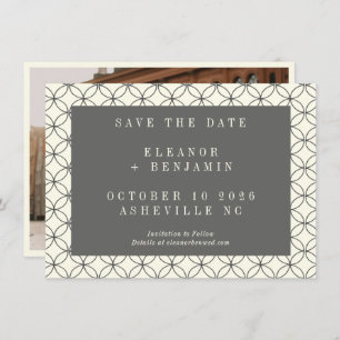 Elegantes Schwarz-weißes Line Art Wedding Foto Save The Date