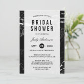 Elegantes Schwarz-weißes Marmorhochzeitungs-Brautp Einladung (Stehend Vorderseite)