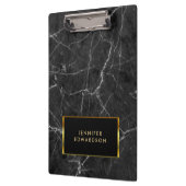 Elegantes Schwarz-weißes Marmormuster beruflich Klemmbrett (Links)