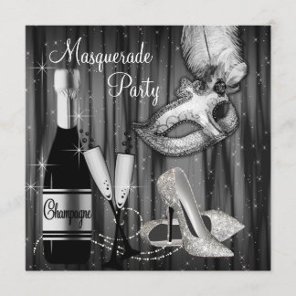 Elegantes Schwarz-weißes Masquerade-Party Einladung