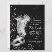 Elegantes Schwarz-weißes Masquerade-Party Einladung (Rückseite)