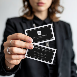Elegantes Schwarz-weißes, minimalistisches berufli Visitenkarte