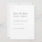Elegantes Schwarz-weißes Minimalistisches Hochzeit Save The Date (Vorderseite)