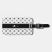 Elegantes Schwarz-weißes Minimalistisches Monogram Gepäckanhänger (Vorderseite horizontal)
