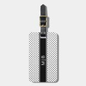 Elegantes Schwarz-weißes Minimalistisches Monogram Gepäckanhänger (Vorderseite vertikal)
