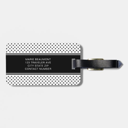 Elegantes Schwarz-weißes Minimalistisches Monogram Gepäckanhänger (Rückseite horizontal)