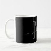 Elegantes Schwarz-weißes Monogram Script Stilvoll  Kaffeetasse (Links)