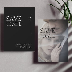Elegantes Schwarz-weißes Monogramm-Foto Hochzeit Save The Date