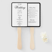 Elegantes Schwarz-weißes Monogramm-Hochzeitsprogra Fächer (Vorne und Hinten)