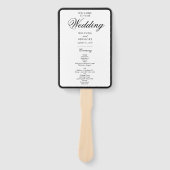 Elegantes Schwarz-weißes Monogramm-Hochzeitsprogra Fächer (Vorderseite)