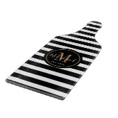 Elegantes Schwarz-weißes Monogramm Personalisiert Schneidebrett (Ecke)