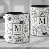 Elegantes Schwarz-weißes Monogramm Tasse