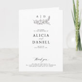 Elegantes schwarz-weißes Monogramm zur Hochzeit Programm (Vorderseite)