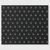 Elegantes schwarz-weißes Muster Hanukkah Geschenkpapier (Flach)