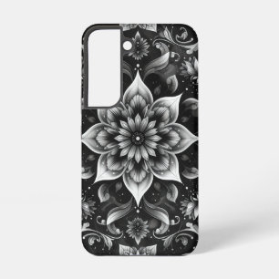 Elegantes schwarz-weißes, ornamentales Muster-Hand Samsung Galaxy Hülle