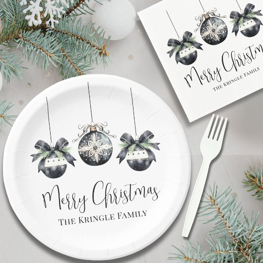 Elegantes Schwarz-weißes Party Pappteller