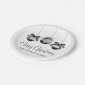 Elegantes Schwarz-weißes Party Pappteller (Schrägansicht)