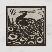 ELEGANTES SCHWARZ-WEISSES PEACOCK MONOGRAMM QUADRATISCHE VISITENKARTE (Rückseite)
