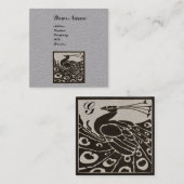 ELEGANTES SCHWARZ-WEISSES PEACOCK MONOGRAMM QUADRATISCHE VISITENKARTE (Vorne/Hinten)