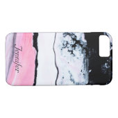 Elegantes SCHWARZ-WEISSES PINK-MARBLE HINZUFÜGEN I Case-Mate iPhone Hülle (Rückseite (Horizontal))