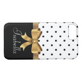 Elegantes Schwarz-weißes Polka dotiert Goldbogenmo Case-Mate iPhone Hülle (Rückseite (Horizontal))