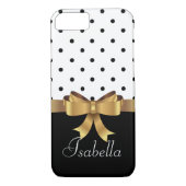 Elegantes Schwarz-weißes Polka dotiert Goldbogenmo Case-Mate iPhone Hülle (Rückseite)
