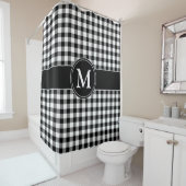 Elegantes, schwarz-weißes Prüfmuster für Monogramm Duschvorhang (Beispiel)