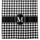 Elegantes, schwarz-weißes Prüfmuster für Monogramm Duschvorhang (Vorderseite)
