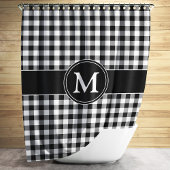 Elegantes, schwarz-weißes Prüfmuster für Monogramm Duschvorhang