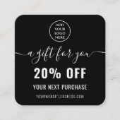 Elegantes Schwarz-weißes QR Code Loyalty Business Rabattkarte (Vorderseite)