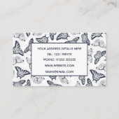 Elegantes Schwarz-weißes Schmetterlingsdesign Visitenkarte (Rückseite)