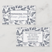 Elegantes Schwarz-weißes Schmetterlingsdesign Visitenkarte (Vorne/Hinten)