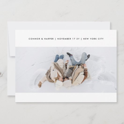 Elegantes Schwarz-weißes Script Multi 3 Foto Save The Date (Rückseite)