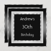 Elegantes Schwarz-weißes Silver 30. Geburtstag Par Einladung (Vorne/Hinten)