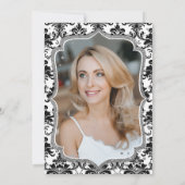 Elegantes Schwarz-weißes Silver Foto 50. Geburtsta Einladung (Rückseite)