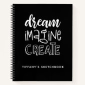 Elegantes Schwarz-weißes Sketchbook Notizblock (Vorderseite)