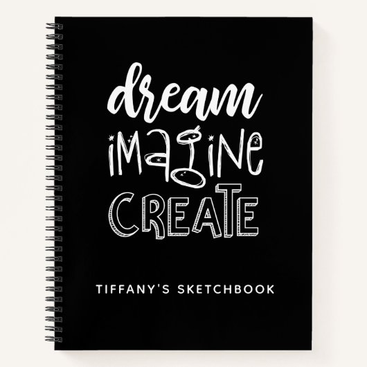 Elegantes Schwarz-weißes Sketchbook Notizblock (Vorderseite)