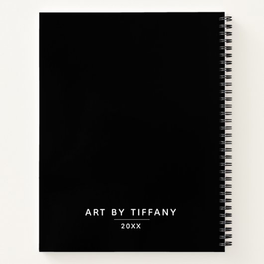 Elegantes Schwarz-weißes Sketchbook Notizblock (Rückseite)