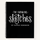 Elegantes Schwarz-weißes Sketchbook Notizblock (Vorderseite)