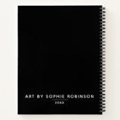 Elegantes Schwarz-weißes Sketchbook Notizblock (Rückseite)