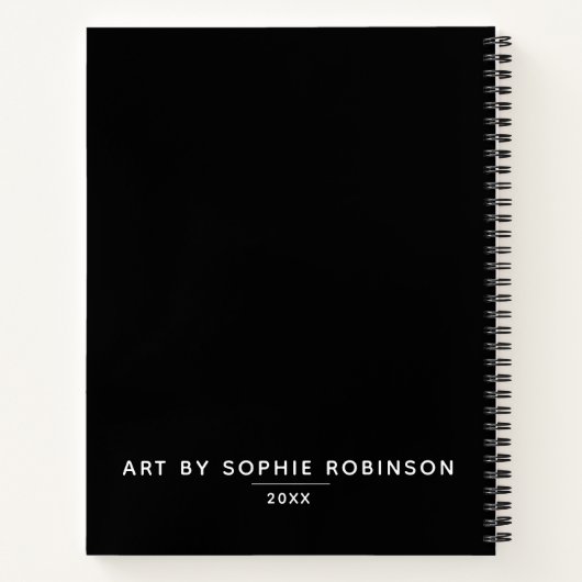 Elegantes Schwarz-weißes Sketchbook Notizblock (Rückseite)