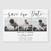 Elegantes Schwarz-weißes Skript 3 Foto Save the Da Magnetkarte (Vorderseite)