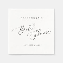 Elegantes Schwarz-weißes Skript Einfaches Brautpar Serviette