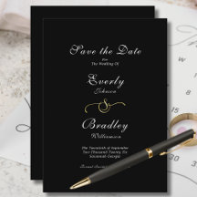 Elegantes Schwarz-weißes Skript Save the Date