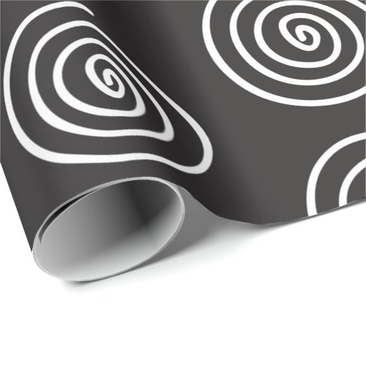 Elegantes schwarz-weißes Spiralpapier Geschenkpapier (Rolleneckpunkt)