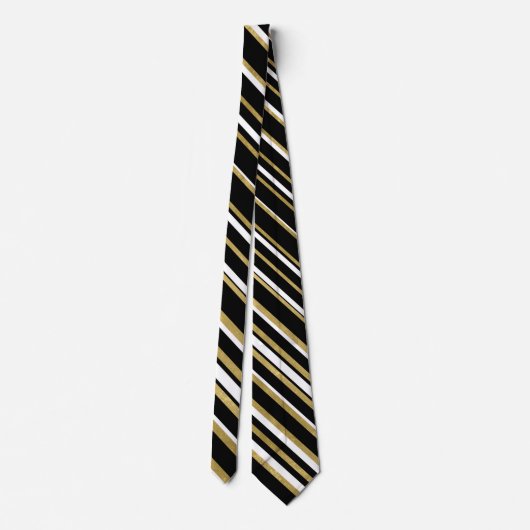elegantes schwarz-weißes Streifen-Fliesenmuster Krawatte (Rückseite)